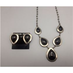 Black Onyx and Sterling Necklace Set