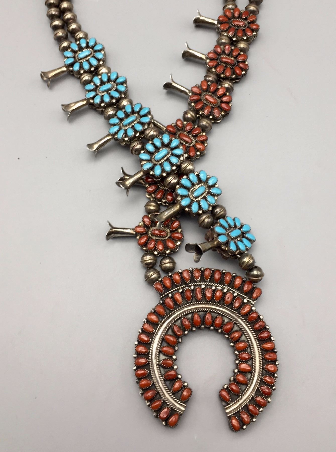 Victor Moses Begay, Double Sided Squash Blossom Necklace