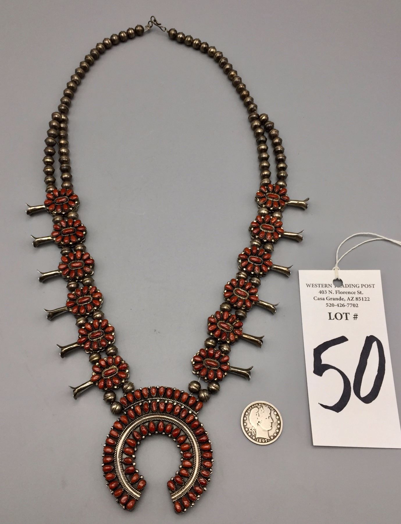 Victor Moses Begay, Double Sided Squash Blossom Necklace