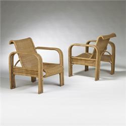 Louis Sognot armchairs, pair