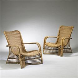 Louis Sognot armchairs, pair