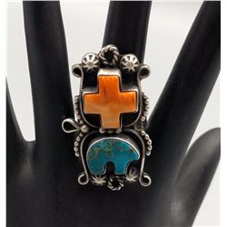 Nice Spiny Oyster and Turquoise Ring