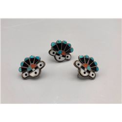 Vintage Zuni Inlay Earrings and Ring