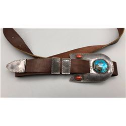 Four Piece Buckle Set With Leather Belt