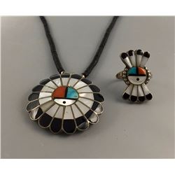 Zuni Sunface Necklace and Ring