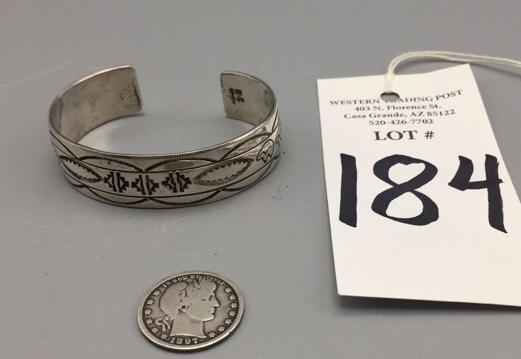 Stamped Sterling Silver Bracelet Signed Western Trading Post