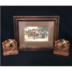Cowboy Print and Book Ends