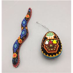 Pair of Huichol Beaded Items
