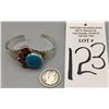 Image 7 : Turquoise, Coral and Sterling Silver Bracelet