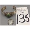 Image 8 : Sterling Silver, 14K Gold and Turquoise Bracelet