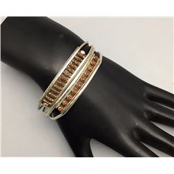 Pair of Coral and Sterling Silver Bracelets