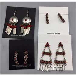 4 Pair Coral Earrings