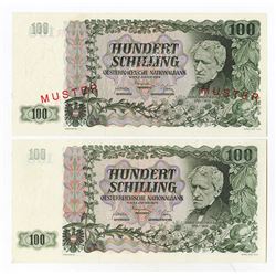 Austrian National Bank, 1954 Specimen Banknote & an additional Issued example.