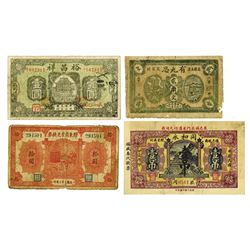 China Private & Local Banknote Quartet, ca. 1920-1940.