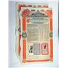 Image 1 : Imperial Chinese Government 5% Tientsin-Pukow Railway Loan, 1908 Issued Pair of Bonds, orange-red