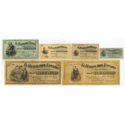 El Banco Del Estado, 1900 Regular Issue banknote Assortment.