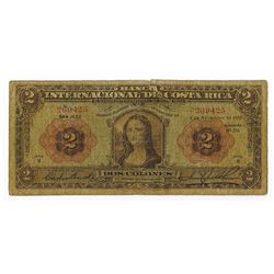 Banco Internacional de Costa Rica, 1932 Issued Banknote.