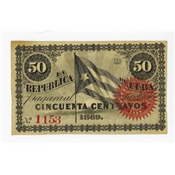 Republica de Cuba, 1869, Issued Note.