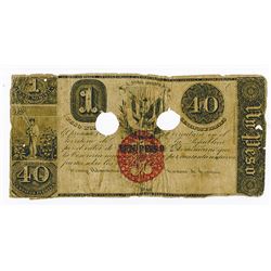 Republica Dominicana, 1848 (1853) Issued and Cancelled Banknote.