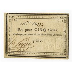 Caisse Patriotique de Lyon, ND (1793), Issued Siege of Lyon Note.