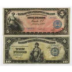 Bank of the Philippine Islands, 1920, Pair of Issued Banknotes