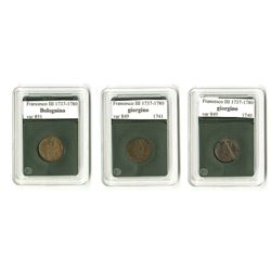 Modena: Francesco III d'Este, 1737-1780, Trio of Coins