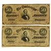 Image 1 : C.S.A., 1864 Lot of 2 $50 Notes T-66, Both are Choice VF to XF.