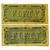 Image 2 : C.S.A., 1864 Lot of 2 $50 Notes T-66, Both are Choice VF to XF.