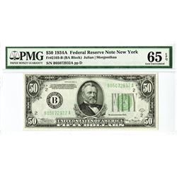 U.S. F.R.N., $50, Series 1934 A, Fr#2103-B (BA Block) PMG graded Gem Uncirculated 65 EPQ.