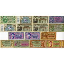 U.S. M.P.C., Lot of 16 Different Notes.