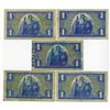 Image 2 : U.S. M.P.C., Lot of 5 Different $1 Notes, All are Series 541.