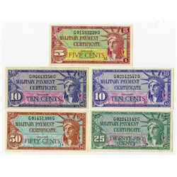 U.S. M.P.C., Lot of 5 Different Series 591 Notes.