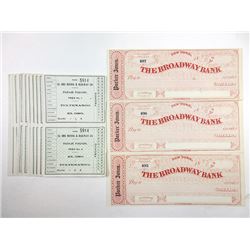 Various Issuers. Late 19th Century. Group of 3 Checks & 11 Train Tickets.