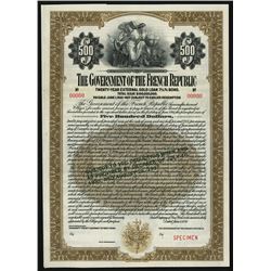 Government of the French Republic, Specimen Bond.