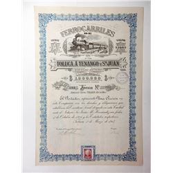 Ferrocarriles Toluca A Tenango Y Sn. Juan, 1907 Issued Trio of Bonds