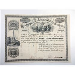 Hopewell Copper Mining Co., 1860 Issued Stock Certificate