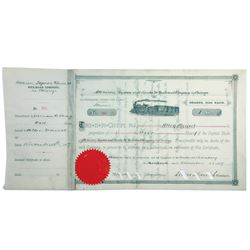 Atchinson, Topeka and Santa Fe Railroad Company in Chicago, 1889 Issued Stock Certificate.