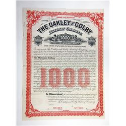 Oakley and Colby Railway Co., 1886 Specimen Coupon Bond.