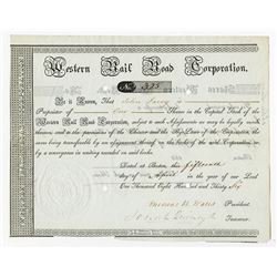 Western Rail Road Corp., 1836 Issued Stock Certificate.