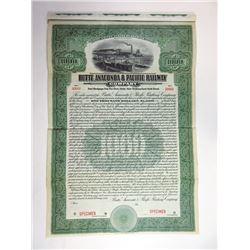 Butte, Anaconda & Pacific Railway Co. 1914 Specimen Bond.