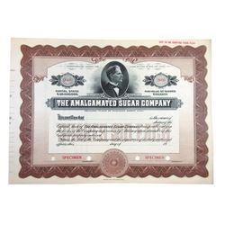 Amalgamated Sugar Co., ca.1900-1910 Specimen Stock Certificate.