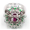 Image 5 : 14KT White Gold Oval Cut Pink Tourmaline and Diamond Engagement Ring