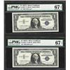 Image 1 : Lot of (2) 1957A $1 Silver Certificate STAR Notes PMG Superb Gem Uncirculated 67