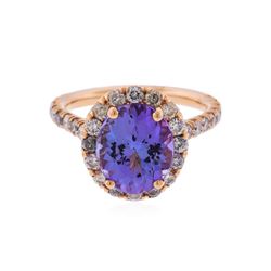 14K Rose Gold 4.36 ctw Tanzanite and Diamond Ring