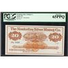 Image 1 : 1870's $20 Manhattan Silver Mining Co. Obsolete Note PCGS Gem New 65PPQ