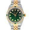 Image 1 : Rolex Mens Two Tone Green String Diamond & Emerald Datejust Wristwatch