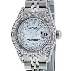 Rolex Stainless Steel Mother Of Pearl String Diamond VS Datejust Ladies Watch