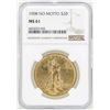 Image 1 : 1908 No Motto $20 St. Gaudens Double Eagle Gold Coin NGC MS61
