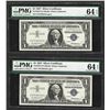 Image 1 : Lot of (2) Consecutive 1957 $1 Silver Certificate Notes PMG Choice Uncirculated