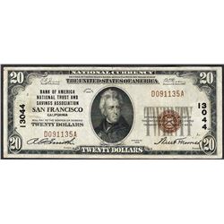 1929 $20 San Francisco California National Currency Note CH# 13044